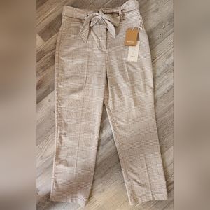 NWT Joie High Waist Tie Belt Plaid pants